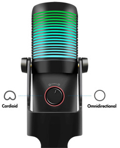 LogiLink USB Mikrofon mit RGB-Licht,Cardioid/omnidirektional