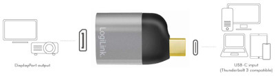 LogiLink USB-C - DisplayPort Adapter, Aluminium-Gehäuse