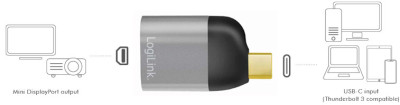 LogiLink USB-C - Mini DisplayPort Adapter, Aluminium-Gehäuse
