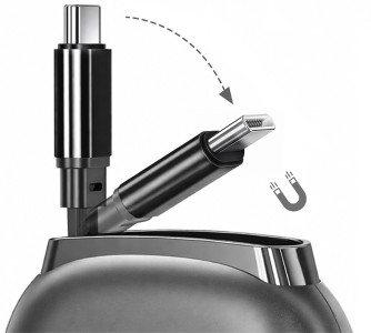 LogiLink Câble USB 2.0, USB-C - USB-C, rétractable, noir