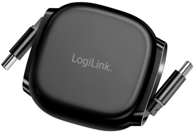 LogiLink Câble USB 2.0, USB-C - USB-C, rétractable, blanc