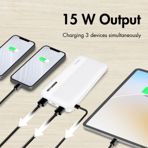 LogiLink Powerbank, 10.000 mAh, 2x USB-A, 2x USB-C, blanc