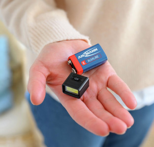 ANSMANN Mini-LED-Leuchte ACTION mit 9V Batterie, schwarz
