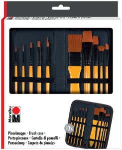 Marabu Trousse de pinceaux, avec 10 pinceaux pour acrylique