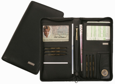 Alassio Organiseur de voyage, cuir nappa, noir
