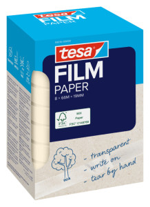 tesa Film PAPER, transparent, 19 mm x 66 m, Office Box