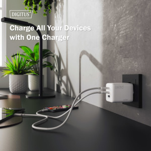 DIGITUS Chargeur secteur USB GaN, 2x USB-C / 1x USB-A, 100 W