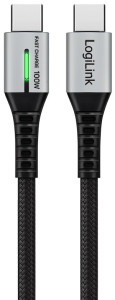 LogiLink USB 2.0 Kabel mit LED, USB-C - USB-C Stecker, 0,3 m