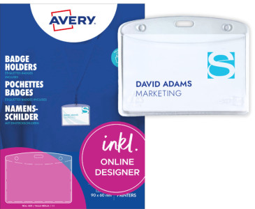AVERY Pochette badge, 90 x 60 mm, transparent