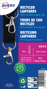 AVERY Tour de cou avec double mousqueton, 20 x 440 mm, noir