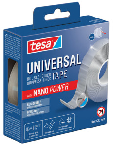 tesa Ruban adhésif double face NANO POWER, 30 mm x 1 m