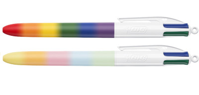 BIC Druckkugelschreiber 4 Colours Rainbow Mix, 30er Display