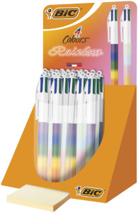 BIC Druckkugelschreiber 4 Colours Rainbow Mix, 30er Display