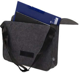 STOP Notebook-Umhängetasche, RPET-Filz, dunkelgrau