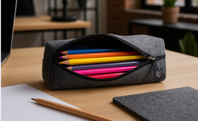 STOP Trousse, feutre RPET, gris foncé