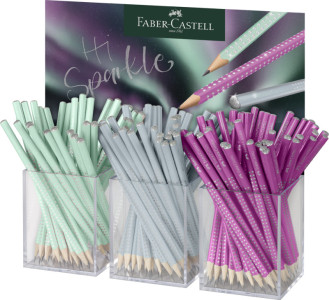 FABER-CASTELL Crayon de papier GRIP SPARKLE Aurora, 3 pots