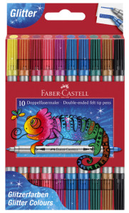 FABER-CASTELL Feutre double pointe Glitzer, boîte de 10