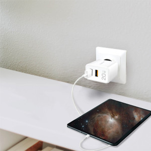 LogiLink Chargeur secteur USB, 1x USB-A, 1x USB-C, 20 watts