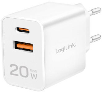 LogiLink Chargeur secteur USB, 1x USB-A, 1x USB-C, 20 watts