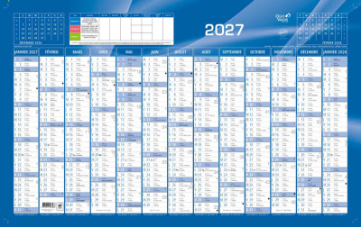 QUO VADIS Calendrier, 650 x 430 mm horizontal, bleu, 2026