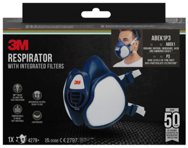 3M Demi-masque respiratoire 4279+, ABEK1P3, bleu/blanc