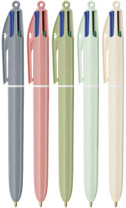 BIC Stylo à bille 4 Colours Mineral Tones, boîte de 12