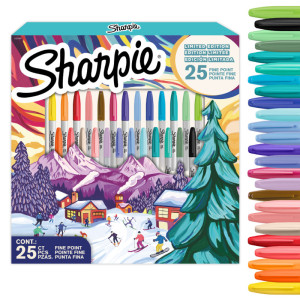 Sharpie Marqueur permanent FINE, Holiday Pack de 25
