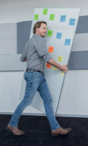 sigel Mobiler Aufsteller Stand Meet up, schwarz, mit Rollen