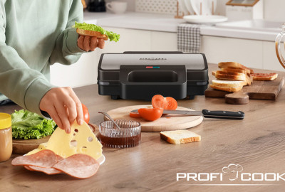 PROFI COOK Sandwichtoaster PC-ST 1315, Edelstahl / schwarz