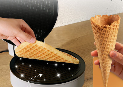 CLATRONIC Gaufrier à cornets de glace HA 3833, argent