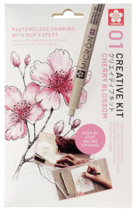 SAKURA Kreativ-Set Kirschblüte, 3 Stifte + Papier