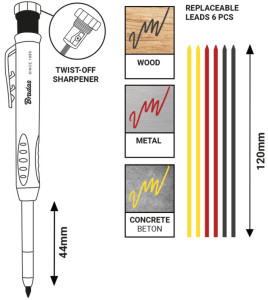 Bradas Bohrlochmarker, Strichbreite: 1,0 mm, ohne Kappe