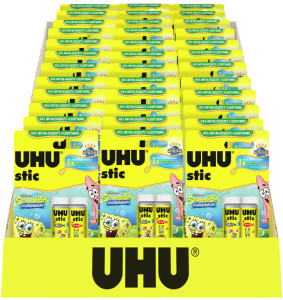 UHU Bâton de colle stic Bob l'éponge, 3 x 8,2 g, présentoir
