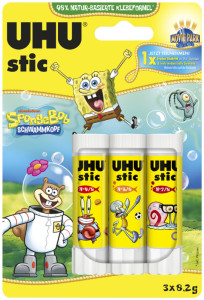 UHU Bâton de colle stic Bob l'éponge, 3 x 8,2 g, blister