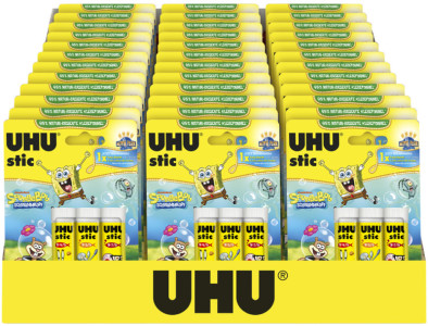 UHU Bâton de colle stic Bob l'éponge, 5 x 8,2 g, présentoir