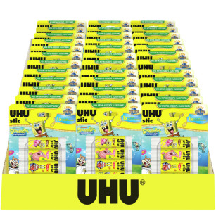 UHU Bâton de colle stic Bob l'éponge, 5 x 8,2 g, présentoir