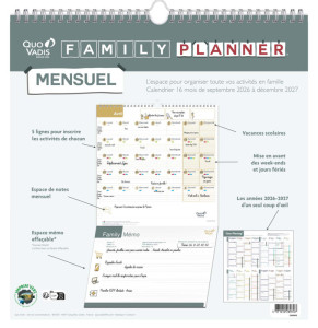 QUO VADIS Calendrier FAMILY PLANNER MENSUEL, 2026/2027