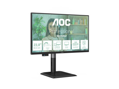 AOC : 24IN IPS FHD 300CD/HDMI/ DP/4USB/2USB-C/USB-C DOCK/HP/HAS