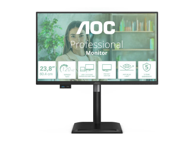AOC : 24IN IPS FHD 300CD/HDMI/ DP/4USB/2USB-C/USB-C DOCK/HP/HAS