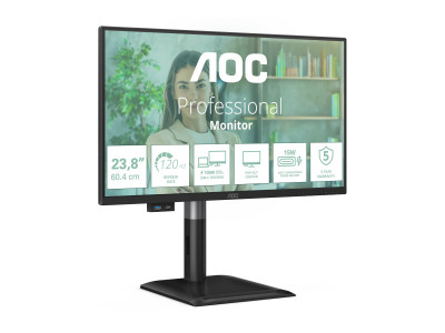 AOC : 24IN IPS FHD 300CD/HDMI/ DP/4USB/2USB-C/USB-C DOCK/HP/HAS