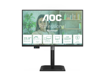 AOC : 24IN IPS FHD 300CD/HDMI/ DP/4USB/2USB-C/USB-C DOCK/HP/HAS