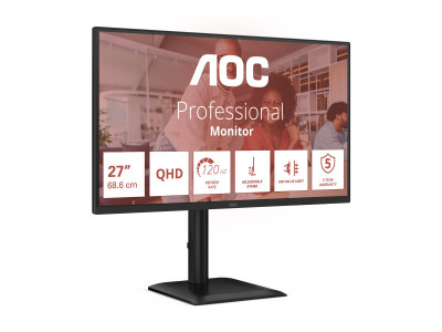 AOC : 27IN IPS QHD 350CD/ HDMI/DP/4USB/USB-B/HP/HAS