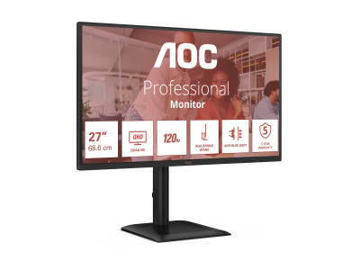 AOC : 27IN IPS QHD 350CD/ HDMI/DP/4USB/USB-B/HP/HAS