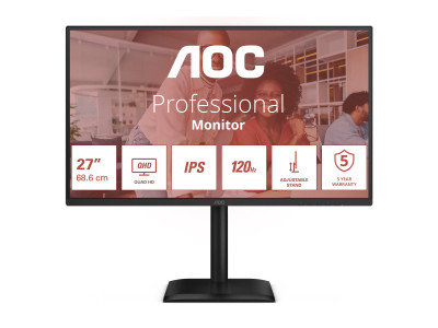 AOC : 27IN IPS QHD 350CD/ HDMI/DP/4USB/USB-B/HP/HAS
