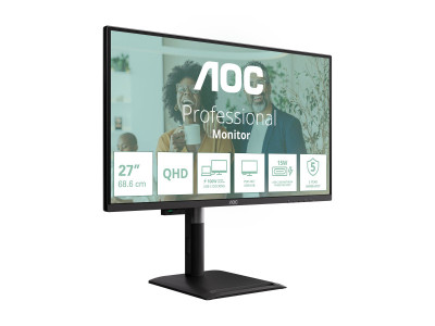 AOC : 27IN IPS QHD 350CD/HDMI/ DP/4USB/2USB-C/USB-C DOCK/HP/HAS