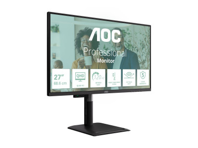 AOC : 27IN IPS QHD 350CD/HDMI/ DP/4USB/2USB-C/USB-C DOCK/HP/HAS
