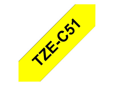 Brother : TZE-C51 LAMINATED tape 24MM 5M NOIR/JAUNE FLUO