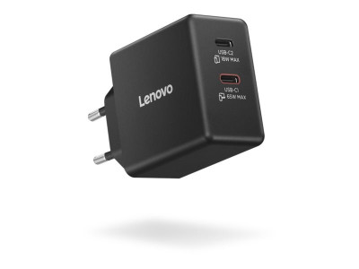 Lenovo : LENOVO DUAL USB-C CHARGER 65W GAN BLACK - EU