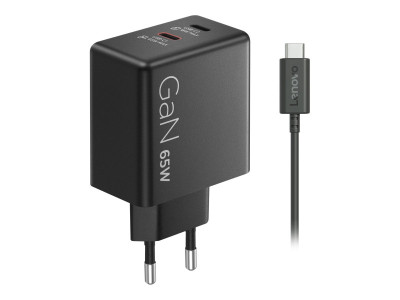 Lenovo : LENOVO DUAL USB-C CHARGER 65W GAN BLACK - EU