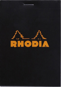 RHODIA Bloc agrafé No.12, 85 x 120 mm, quadrillé 5x5, noir